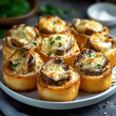 bouchées croustillantes aux champignons gratinés