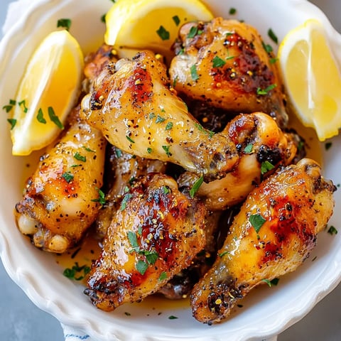 ailes de poulet croustillantes au citron et poivre, cuites à la friteuse à air, nappées d'une sauce au beur