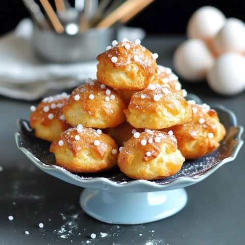 petits choux croustillants et moelleux parsemés de sucre perlé