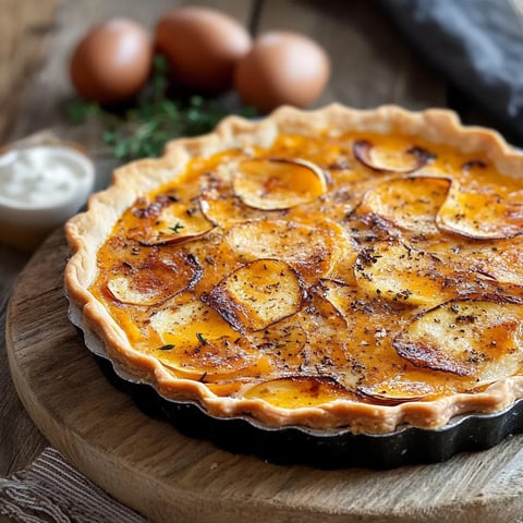 tarte salée réconfortante au potiron et Saint Albray, parfumée au cumin.
