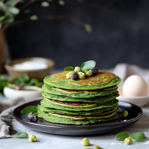 pancakes sains aux épinards et farine de pois chiches, sans gluten et sans lactose