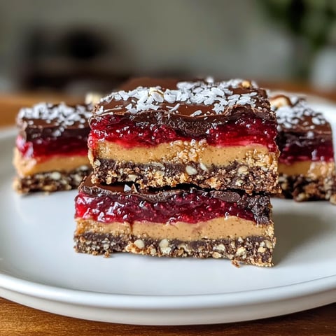 Barres Nanaimo véganes au beurre de cacahuète et confiture - Sans cuisson