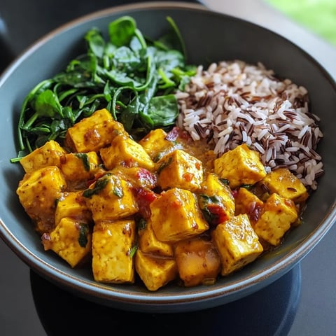 Curry de tofu au chutney de mangue et riz sauvage - Recette vegan sans gluten
