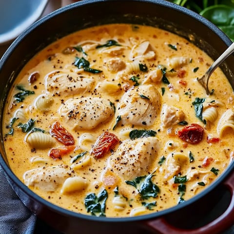 Soupe crémeuse au poulet et tomates séchées