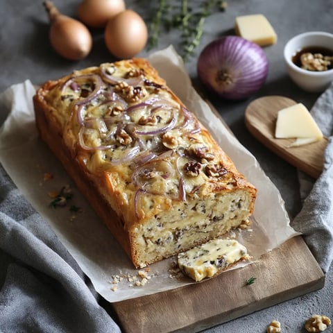 Cake salé gorgonzola et oignons caramélisés - Recette apéritive