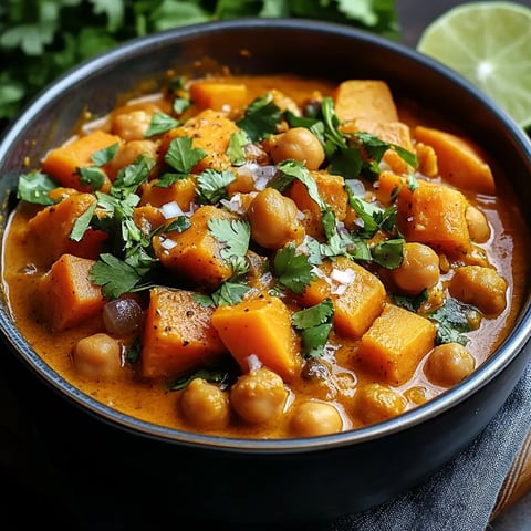 Curry vegan de patate douce et pois chiches