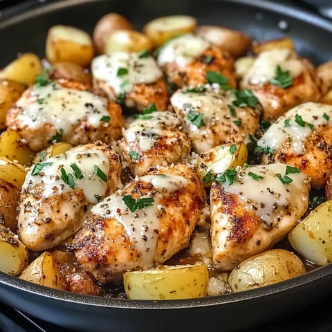 Poulet au parmesan et pommes de terre à l'ail - Recette facile à la plaque