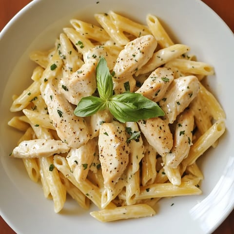 Bouchées de Poulet au Beurre d'Ail avec Pâtes Crémeuses au Parmesan