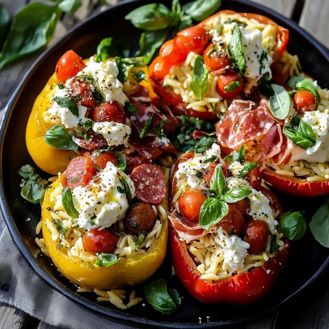 Poivrons Farcis à l'Orzo et Burrata