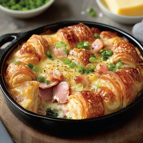 Casserole de croissants et jambon