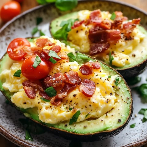 Œufs brouillés en avocats au fromage