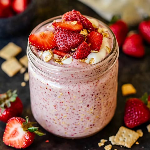 Flocons d'avoine façon cheesecake aux fraises