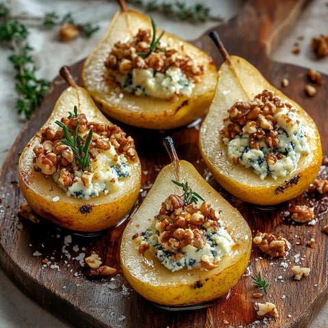 Poires farcies au fromage bleu - Un apéritif élégant et savoureux