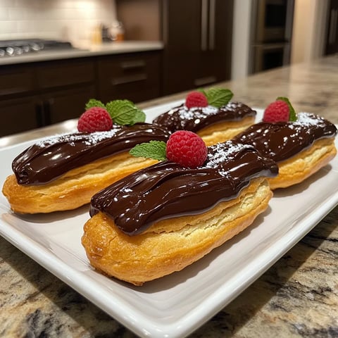 Éclairs au chocolat et crème pâtissière - Recette traditionnelle française