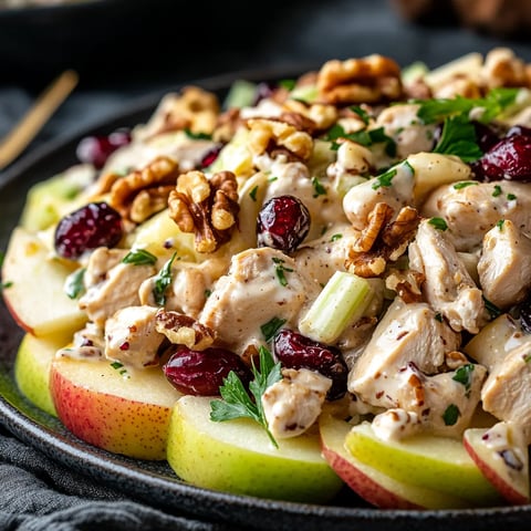 Salade de poulet aux pommes et canneberges - Apéritif frais et savoureux