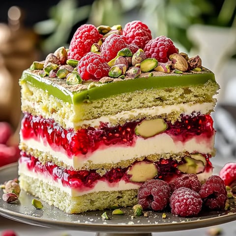 Gâteau Pistache-Framboise Céleste