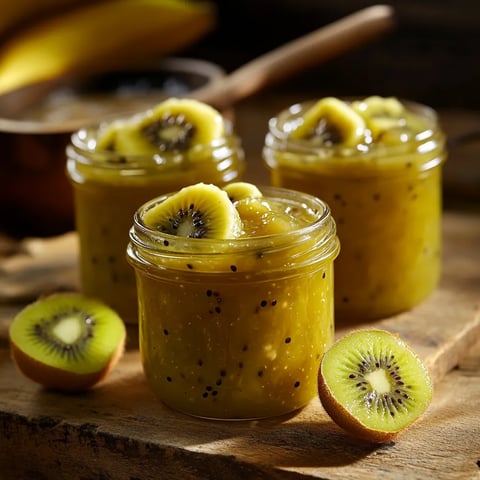 recette originale de confiture kiwi-banane, un mélange exotique étonnant mais délicieux.