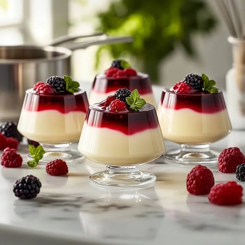 Panna cotta et son coulis de fruits rouges