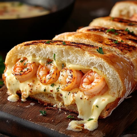 Pain à l'Ail Fromagé aux Crevettes