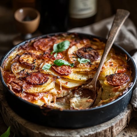 Gratin rustique chorizo et tomate