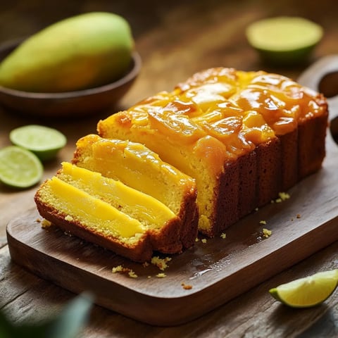Cake Invisible à la Mangue, Coco et Citron Vert - Dessert exotique facile