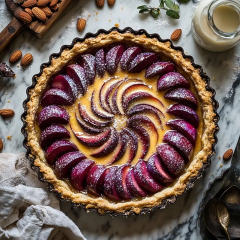 tarte aux quetsches et crème d'amande, un dessert alsacien authentique et savoureux
