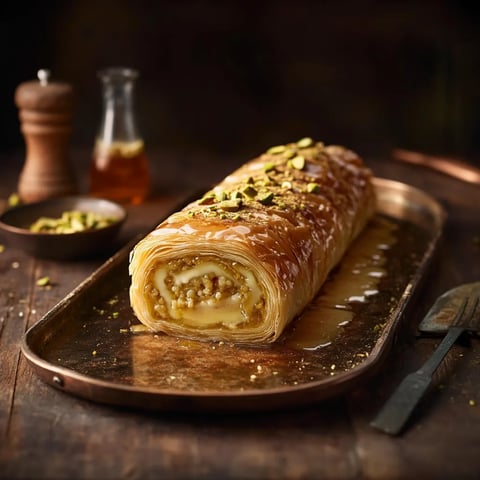 Roulé de Baklava à la Crème et Pistaches - Pâtisserie orientale revisitée