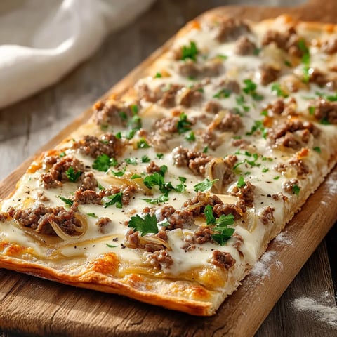 Flammkuchen (pizzas allemandes) au boeuf haché