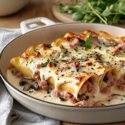 cannellonis au jambon et champignons, un plat familial réconfortant facile à préparer