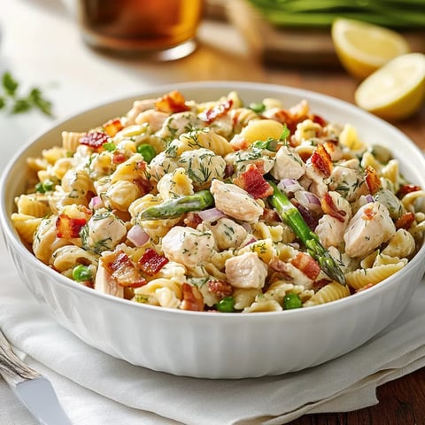 Salade de pâtes crémeuse bacon et poulet
