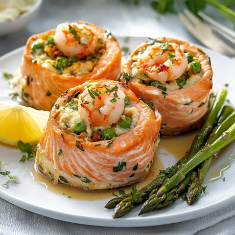 Saumon farci aux asperges, crevettes et Boursin - Recette raffinée