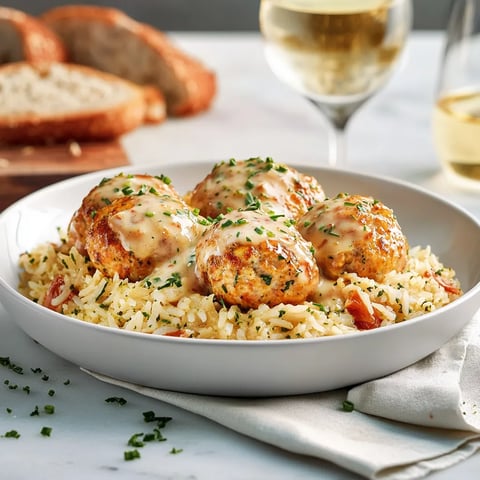 Boulettes de saumon, sauce crémeuse citron et Dijon