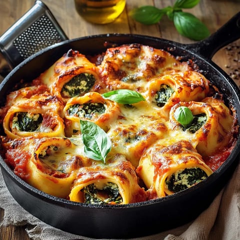 Rotolo aux épinards et ricotta au four - Pâtes italiennes roulées gratinées