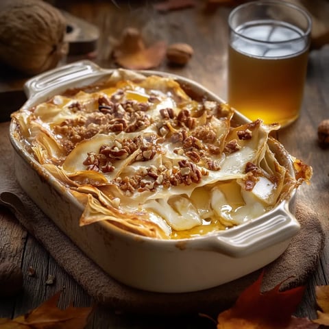 Gratin de pâte filo au camembert et pommes