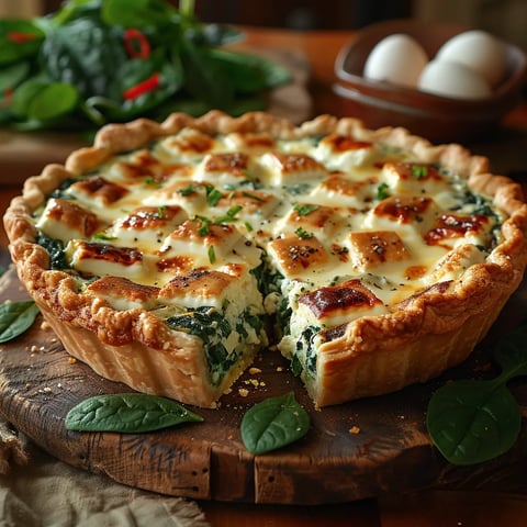 Quiche Boursin épinards dorée sortie du four