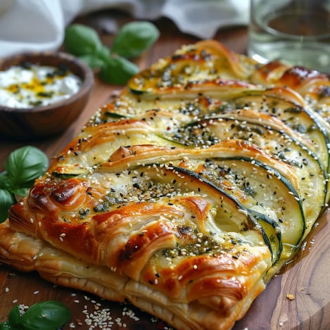 Feuilleté courgettes, pesto et burrata - Recette facile et gourmande