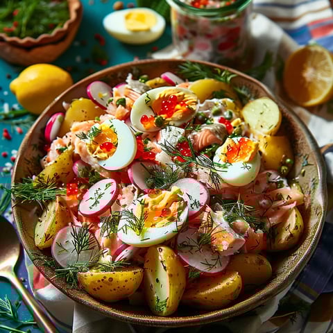 Salade de pommes de terre au maquereau fumé