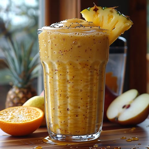 Smoothie ananas et poire au yaourt grec et miel