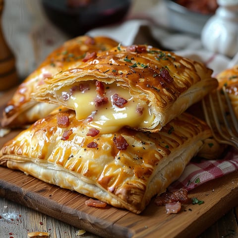Bacon and cheese filled pastries.
