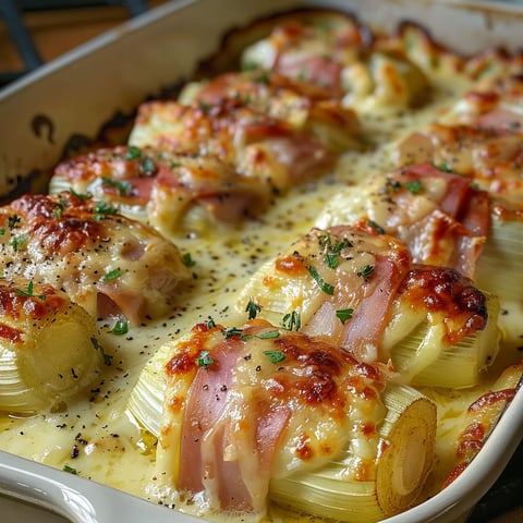 A dish of food with the main ingredient being endives.