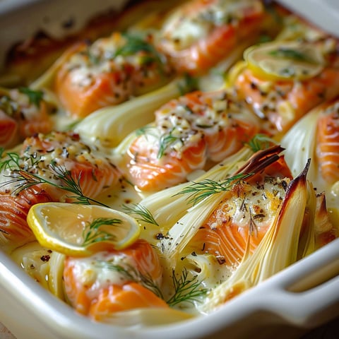 A dish of fish and vegetables.