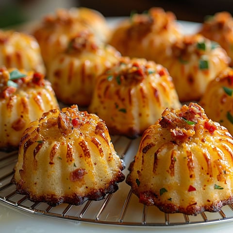 A plate of madeleines salées chèvre chorizo.