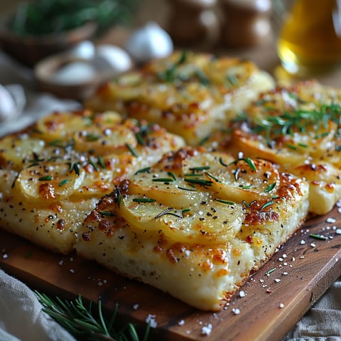 A slice of focaccia with cheese and apples.