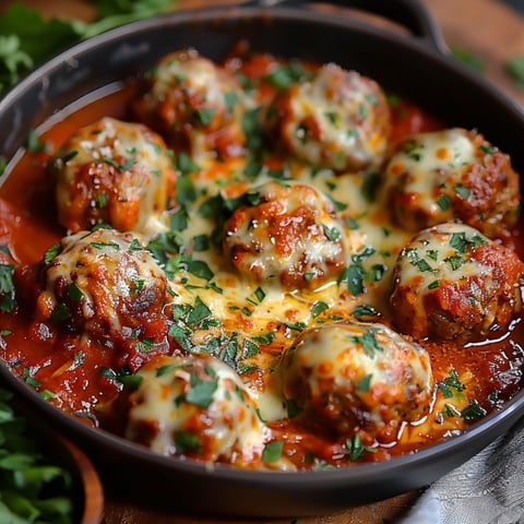 A dish of meatballs in a tomato sauce.