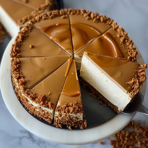 A slice of cheesecake with caramel sauce on top.