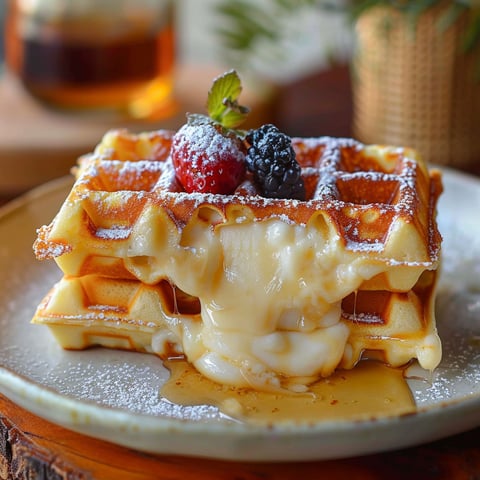 A plate of gaufres fourrées au Kiri.