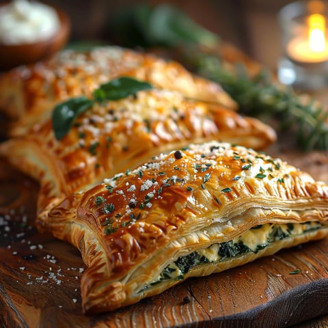 Two small quiches with spinach and ricotta cheese.