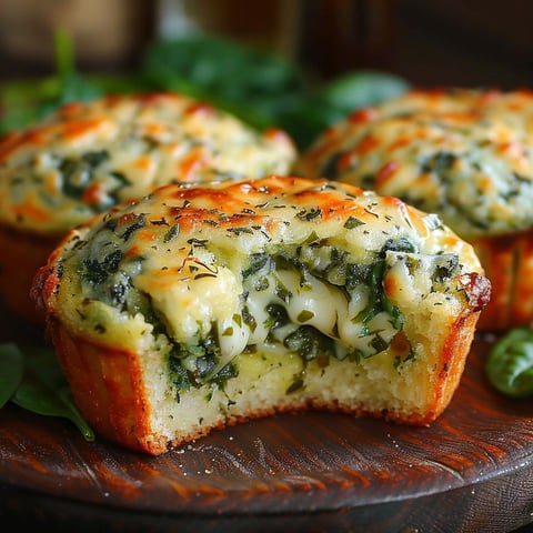 Muffins with spinach and cheese.