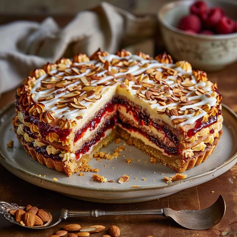 A slice of Tarte Bakewell de Lesley Chesterman cake.