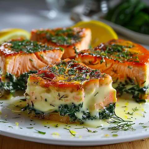 A plate of food with fish and vegetables.